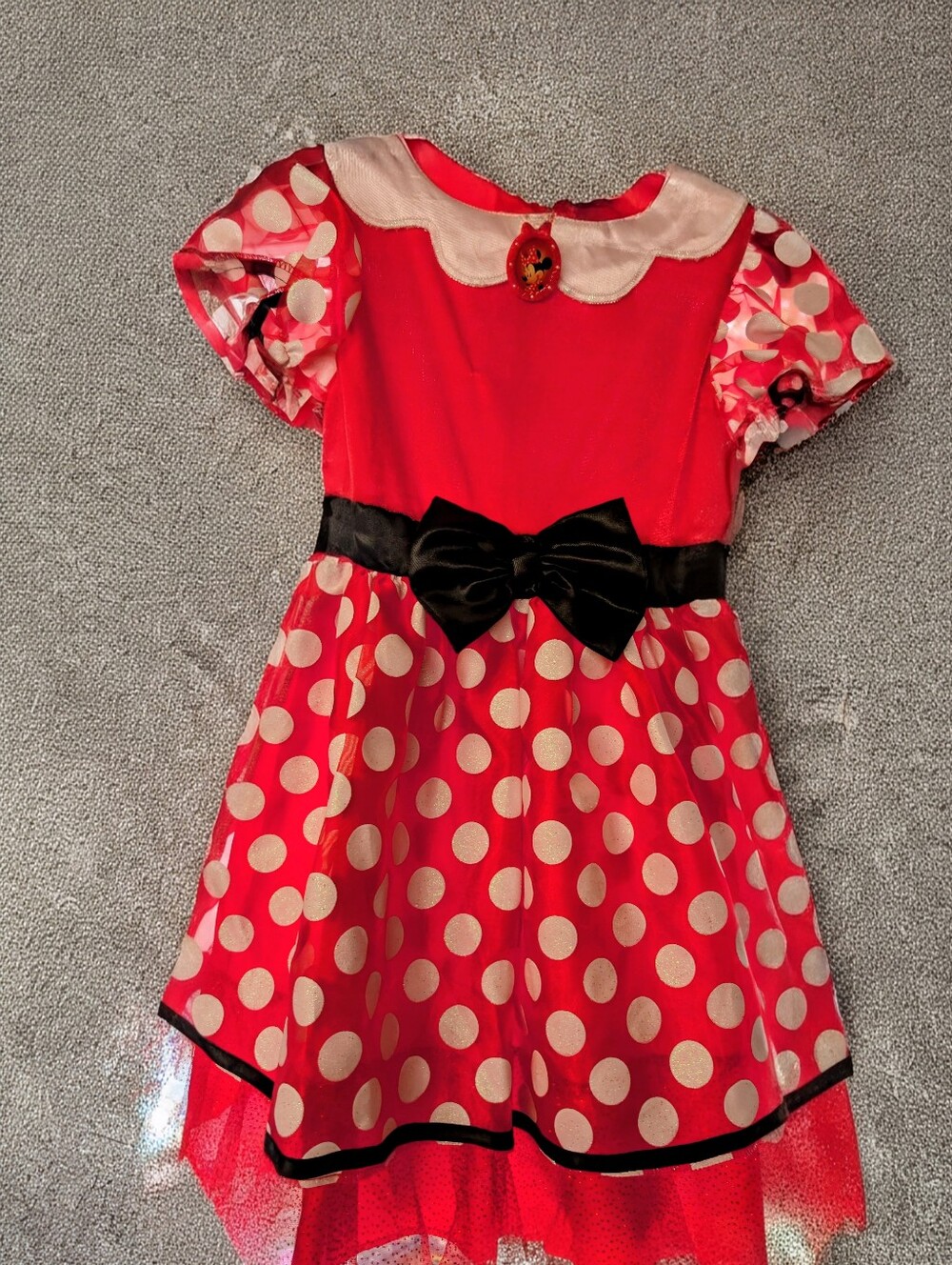 Disney Red and White Polka Dot Kids Costume Dress with Black Bow